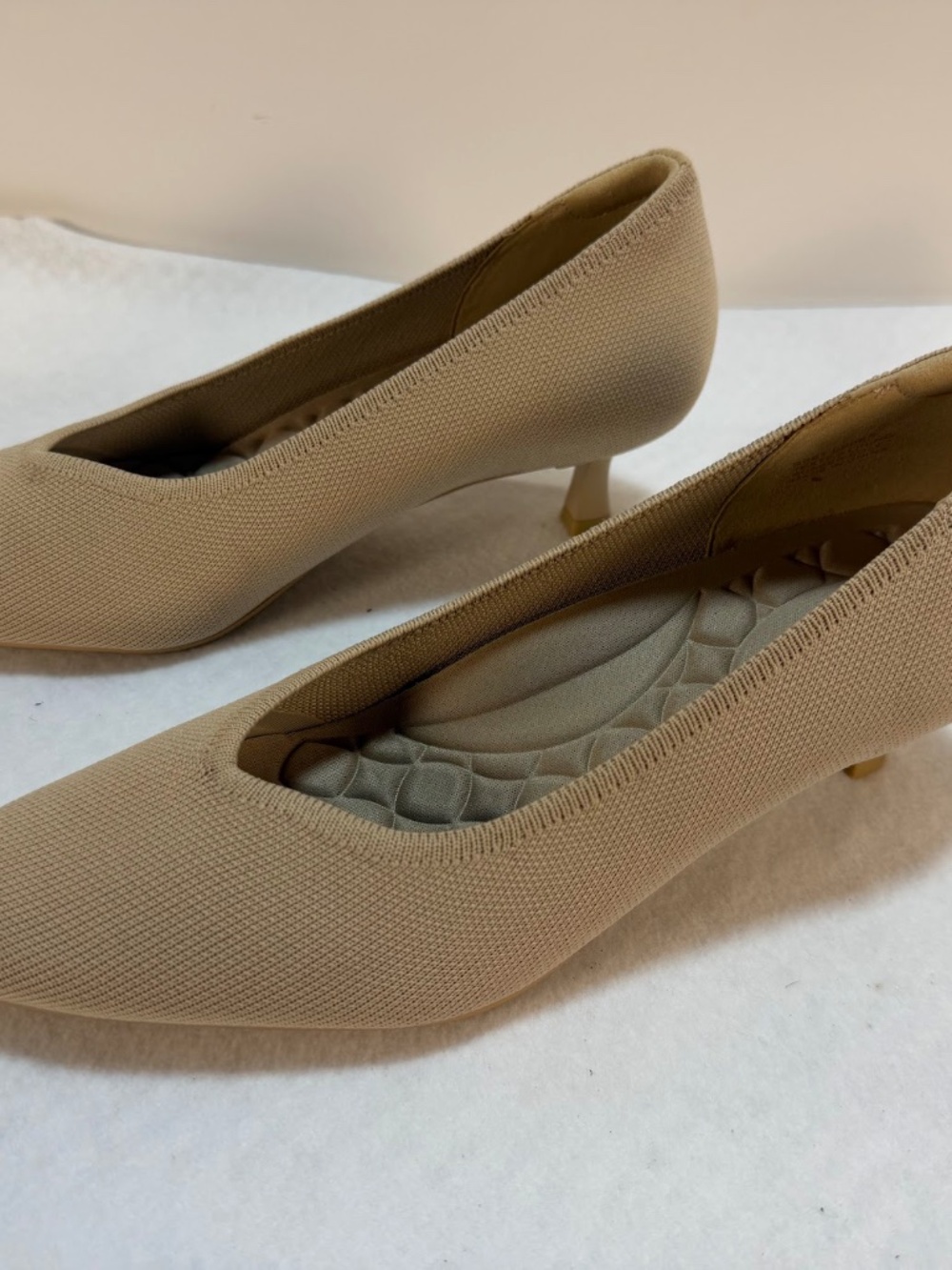 VIVAIA Pointed Toe Kitten Heel Pumps Beige Knit Womens EU 41 - Picture 5 of 8